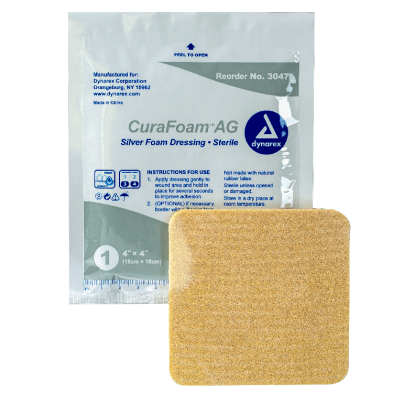 Dynarex® CuraFoam™ AG Silver Foam Dressing 